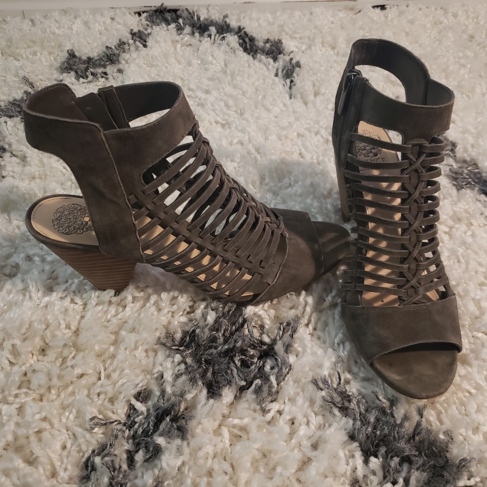 Vince Camuto dark green caged heel sandal